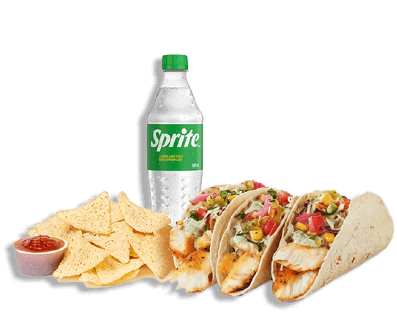 3 taco combo with Sprite, chips and salsa
