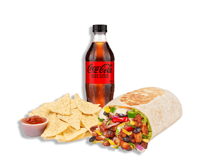 Big Ass burrito combo with coca-cola, chips and salsa