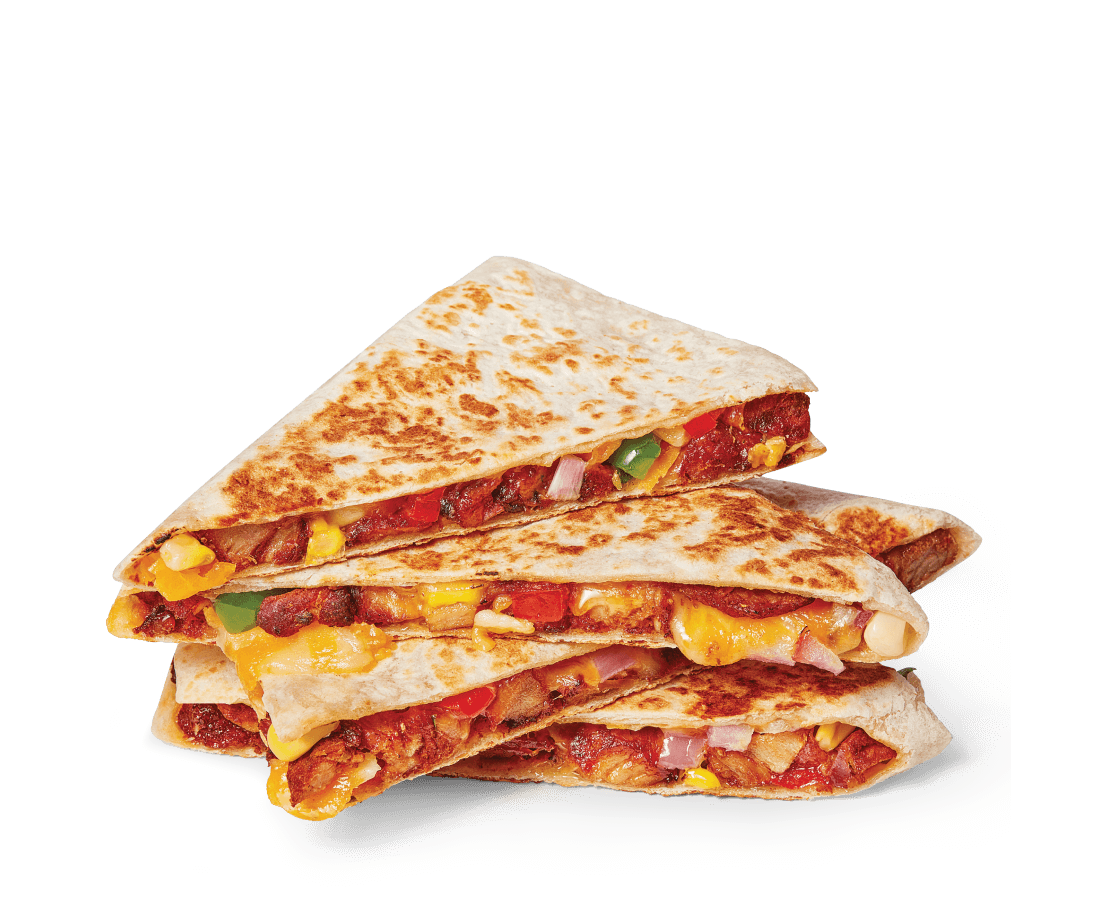 Quesadillas with veggies, meat and cheese